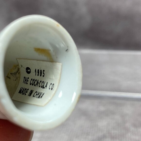 Coca-Cola Porcelain Thimble 1995 Red & Green Stained Glass Collectible Sewing - Picture 2 of 8